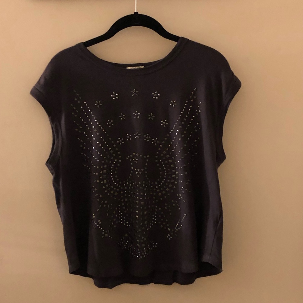 Studded Charcoal Eagle Muscle Tee